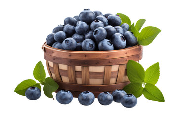 A realistic portrait of Blueberry in a basket, isolated PNG