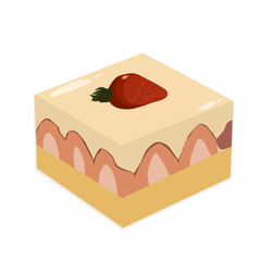 Strawberry box cake vector illustration 