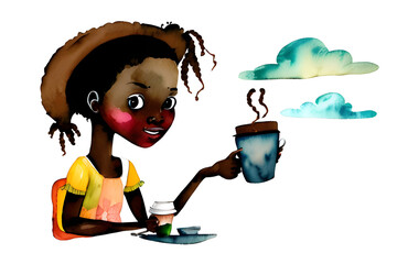 girl with coffee ,generative ai
