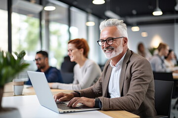 Fototapeta premium people ages 50+ coding in an office environment. Users are looking for them