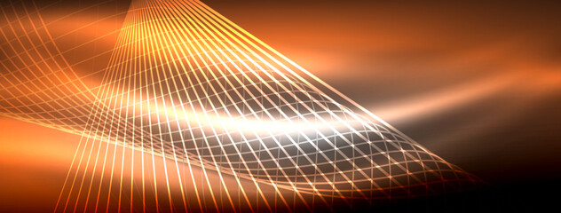 Glowing neon wave abstract background - vibrant, luminescent waves pulsate in a captivating and electrifying display