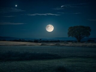 Fototapeta na wymiar A moonlit night view