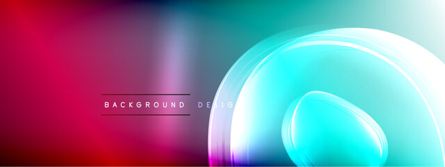 Vector abstract background - liquid transparent bubble shapes on fluid gradient with shadows and light effects