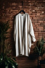 image of a solid colored shirt/robe on a clothes hanger