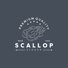 Seashell Logo, Inspirational Scallop Design With Pearl, Ocean Animals, Vector Jewelry Luxury Shell Beauty And Cosmetic