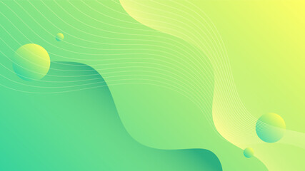 Modern Abstract Background with Motion Waves Fluid Liquid and Green Yellow Gradient Color