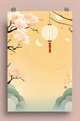 charming mid autumn festival flyer with a soft color solid background