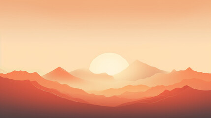 Orange landscape background. Mountains. Generative AI