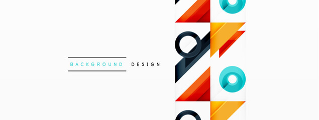 Colorful triangles and circles abstract background. Design for wallpaper, banner, background, landing page, wall art, invitation, prints, posters