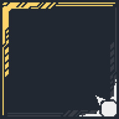 Futuristic Industrial Technology White and Yellow Minimal Pixelated Frame, Dark Grey Background