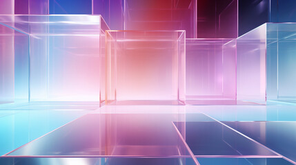Abstract pink glass banner, background, wallpaper. Futuristic design.  Generative AI
