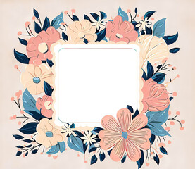 Illustration of flower composition frame pattern bouquet with Generative AI.