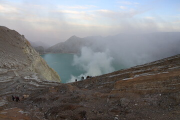 Beautiful view seen from the top of mount Ijen.