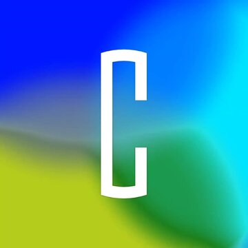 Letter "C" on animated colorful gradient background