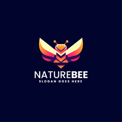 Vector Logo Illustration Nature Bee Gradient Colorful Style