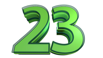 Creative green 3d number 23