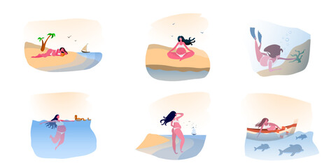 a set of drawings about the life of a young pregnant woman