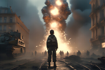 Obraz premium person walking in the city