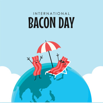happy international bacon day poster template vector