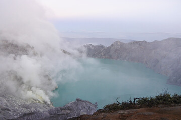 Beautiful view seen from the top of mount Ijen.