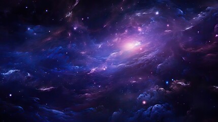 Naklejka premium A dazzling interplanetary image of a galaxy, dominated by shades of purple. Generative AI