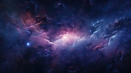 Fototapeta na wymiar A dazzling interplanetary image of a galaxy, dominated by shades of purple. Generative AI