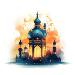 Mosque illustration on abstract background