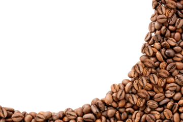 Roasted coffee beans isolated on white background, Roasted coffee beans on white png file.