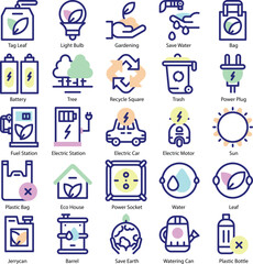 ecological icon set, vector environment, energy sign and symbol concept on white background by Rasamastudio