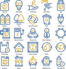 ecological icon set, vector environment, energy sign and symbol concept on white background by Rasamastudio