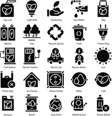 ecological icon set, vector environment, energy sign and symbol concept on white background by Rasamastudio