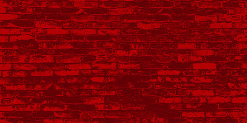 Fototapeta na wymiar Red grunge brick wall vector background. Abstract texture of an old vintage