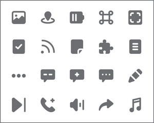 Simple Set of user interface Related Vector Line Icons. Vector collection of chat, ui, basic, social, network, app, contact, application and design elements symbols or logo element.