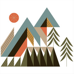 Geometric Abstract Mountain Illustration