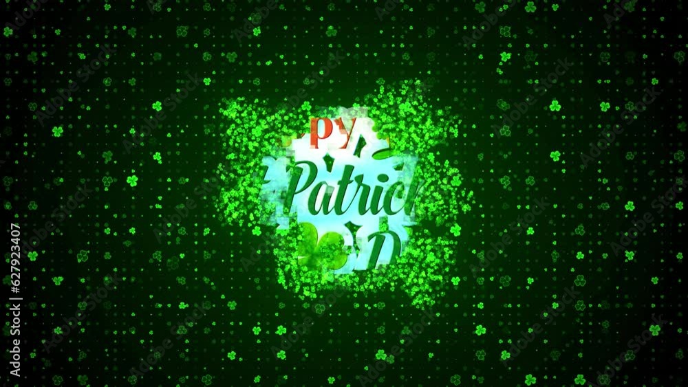 Poster festive twisted motion view green shiny happy st. patrick's day greeting text reveal on green twinkl