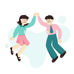 Obraz premium teamwork give hive five illustration