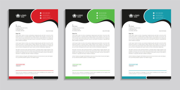 Modern colorful clean abstract and professional corporate company business letterhead template design