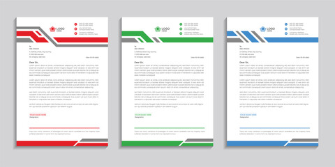 Corporate minimal clean abstract and professional business letterhead template design bundle with color variation