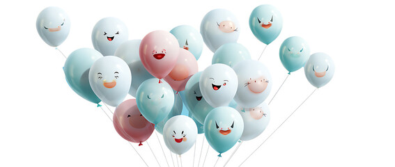 Colorful cartoon balloons, png isolated on transparent background.