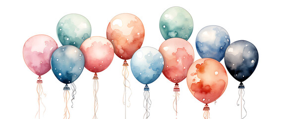 Colorful balloons, png isolated on transparent background.