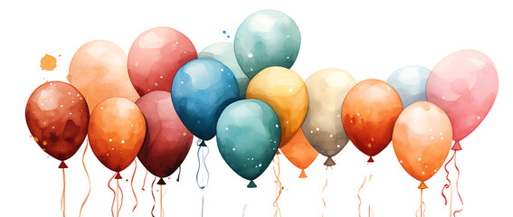 Colorful balloons, png isolated on transparent background.