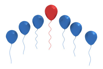 Digital png illustration of red and blue balloons on transparent background
