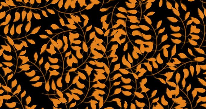 Nature retro leaves seamless infinite loop animated background. . Elegant leaves pattern. branches motion graphics background