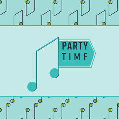 Digital png black text about party time on turquoise background
