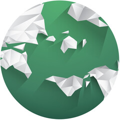 Digital png illustration of green globe with paper lands on transparent background