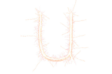 Digital png illustration of gold sparkling letter on transparent background