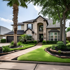 Elegant Modern House with Well-Maintained Lawn