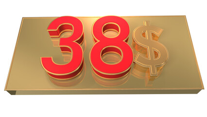 Obraz premium Creative gold3d number 38 $