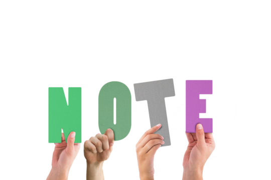 Digital png colourful text of note on transparent background