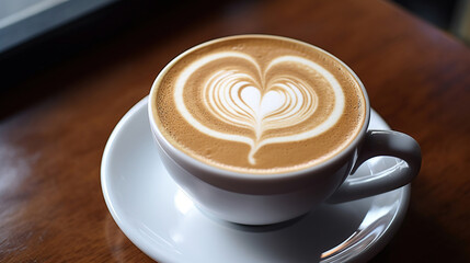 The rich aroma of the coffee fills the air as the latte art captivates the eyes.